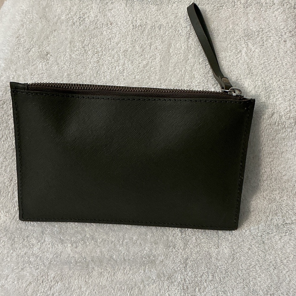 Olive green leather like clutch